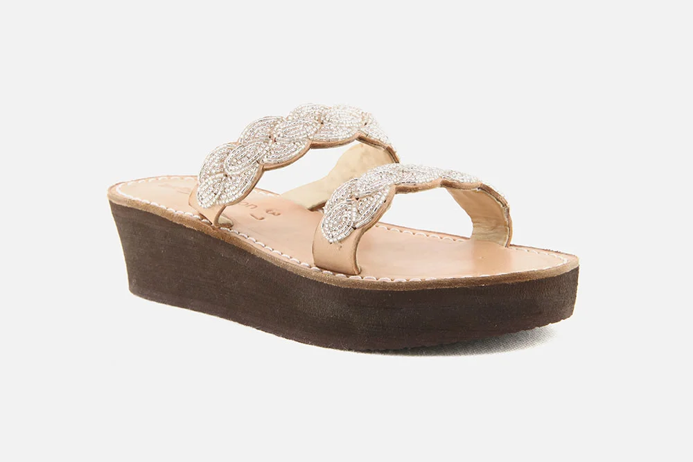 Laidback London ERONGO WEDGE BROWN SILVER