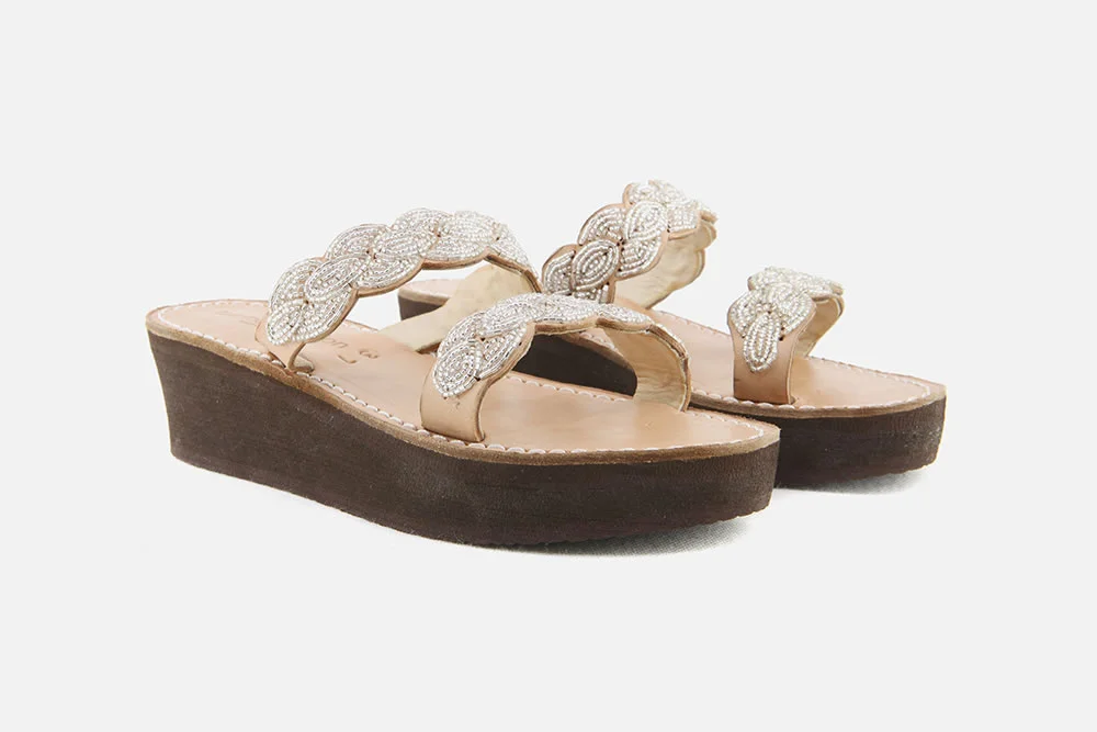 Laidback London ERONGO WEDGE BROWN SILVER - Image 7