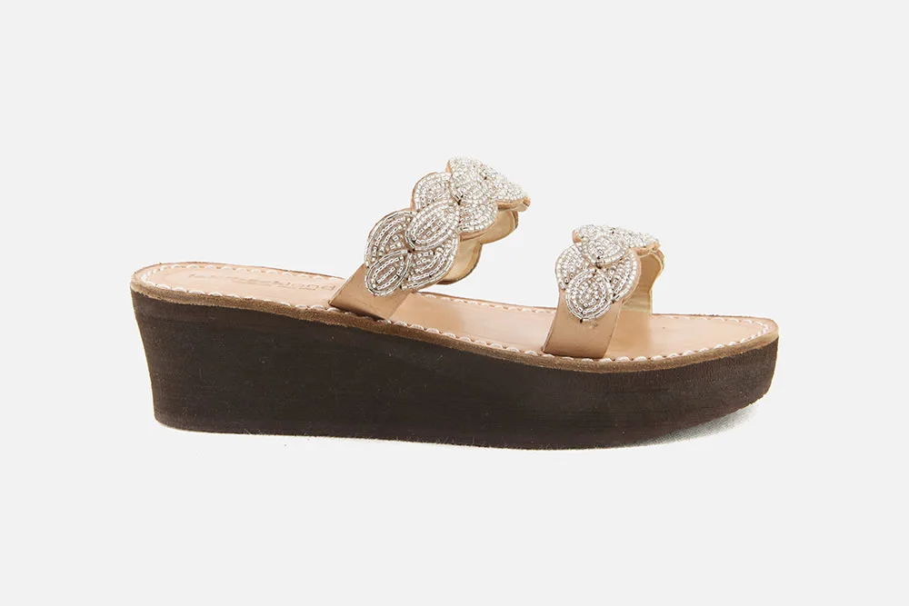 Laidback London ERONGO WEDGE BROWN SILVER - Image 2