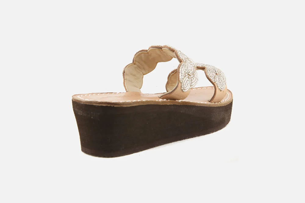 Laidback London ERONGO WEDGE BROWN SILVER - Image 3